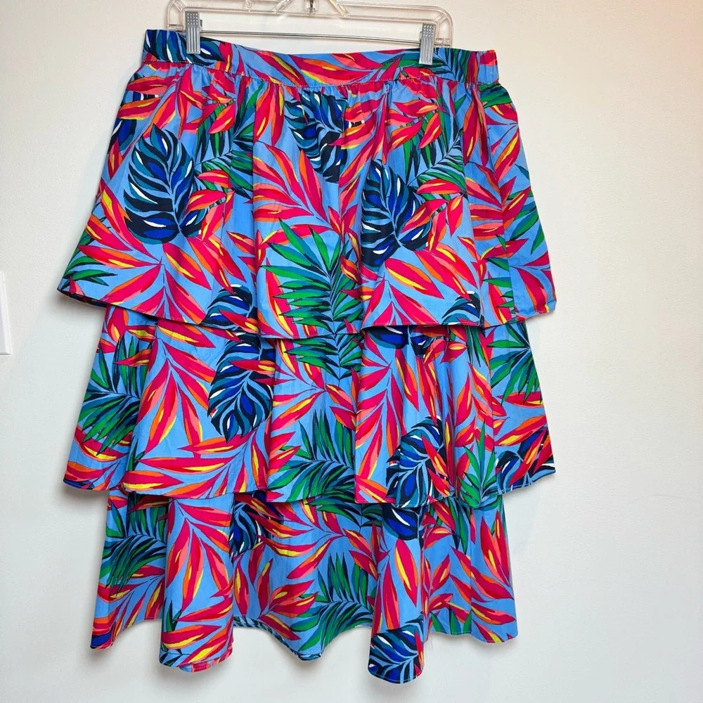 Tabitha Brown Target‎ Women's Tropical Print Tiered Ruffle Midi Skirt Size XL